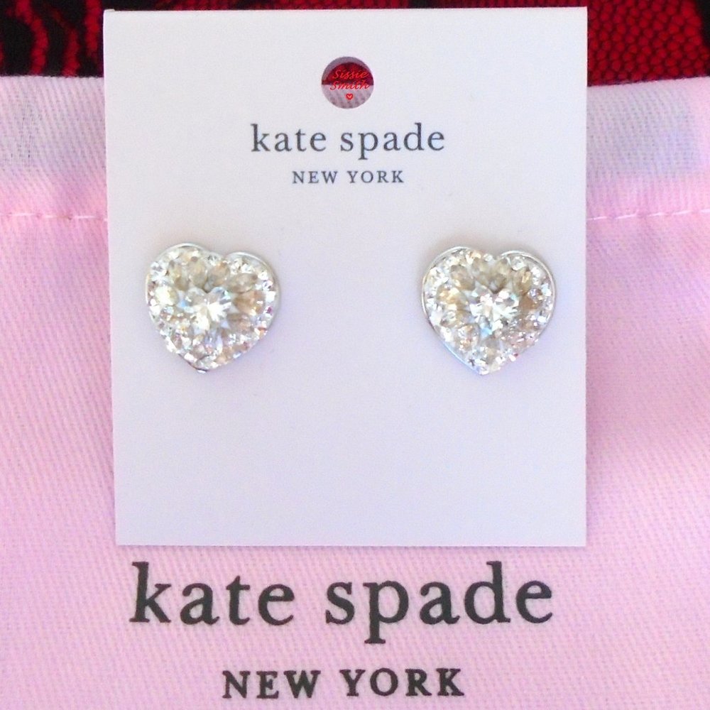 ♠️ Kate Spade ♠️ Sparkly Heart Clay Pave Studs - Picture 1 of 8